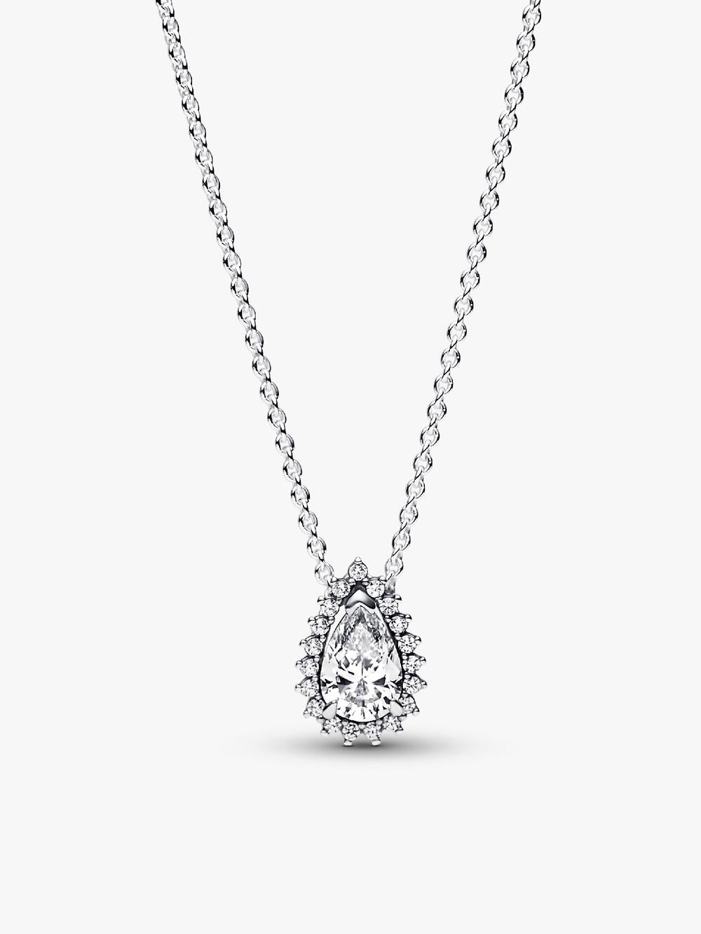 Sparkling Heart Halo Pendant Necklace